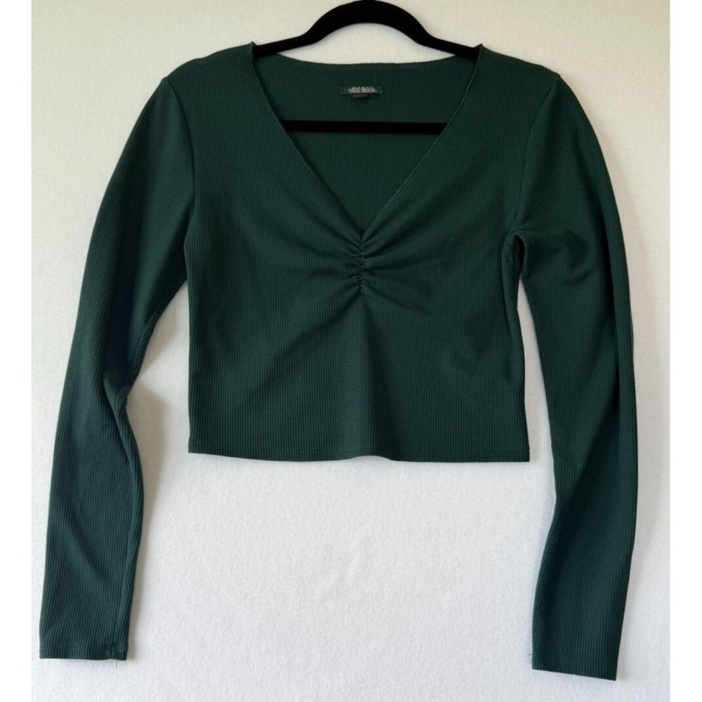 Wild Fable Ribbed Ruched Long Sleeve Crop Top – Women's Medium
